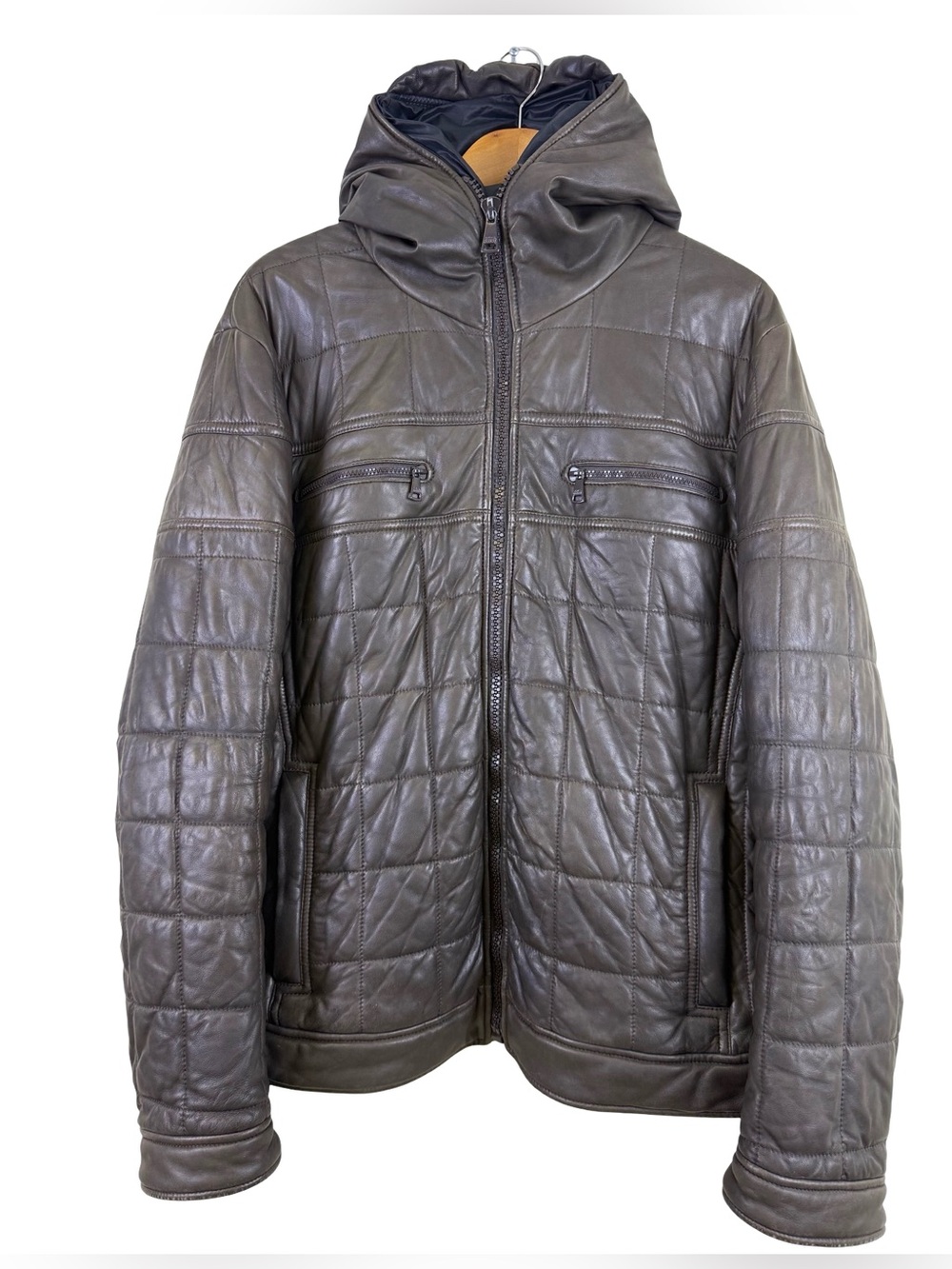 DOLCE & GABBANA QUILTED JACKET IN BROWN GOATSKIN LEATHER